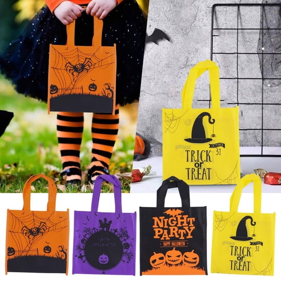 Noothes 3 Pack Halloween Tote Bags, Non Woven Reusable Trick or Treat Candy Goodie Bags Halloween Gift Bags for Halloween Party Favor Supplies