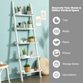 thumbnail image 4 of Costway Ladder Shelf 5-Tier Plant Stand Wall-leaning Bookcase Display Rack White, 4 of 10