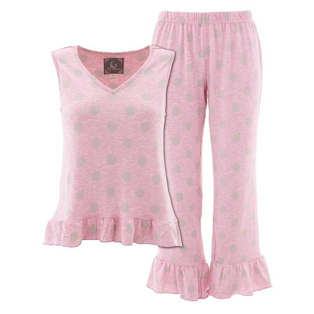 Dot Capri Pajama - PJ Couture Women's Pink Gray Dots Capri Pajamas