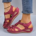 thumbnail image 4 of Summer Women's New Large Size Flower Rhinestone Bowhead Hollowed-out Paste Buckle Casual Beach Sandals Sandals for Women 2025 Red 40, 4 of 8