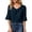 Dark Blue, variant on Women's Lightweight Knit Double Layer Ruffle Sleeve Summer Top Grey S