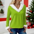 thumbnail image 5 of TAmten Christmas Shirts for Women Trim V Neck T-Shirt Xmas Print Long Sleeve Holiday Pullover Tee Tops(Green,M), 5 of 5