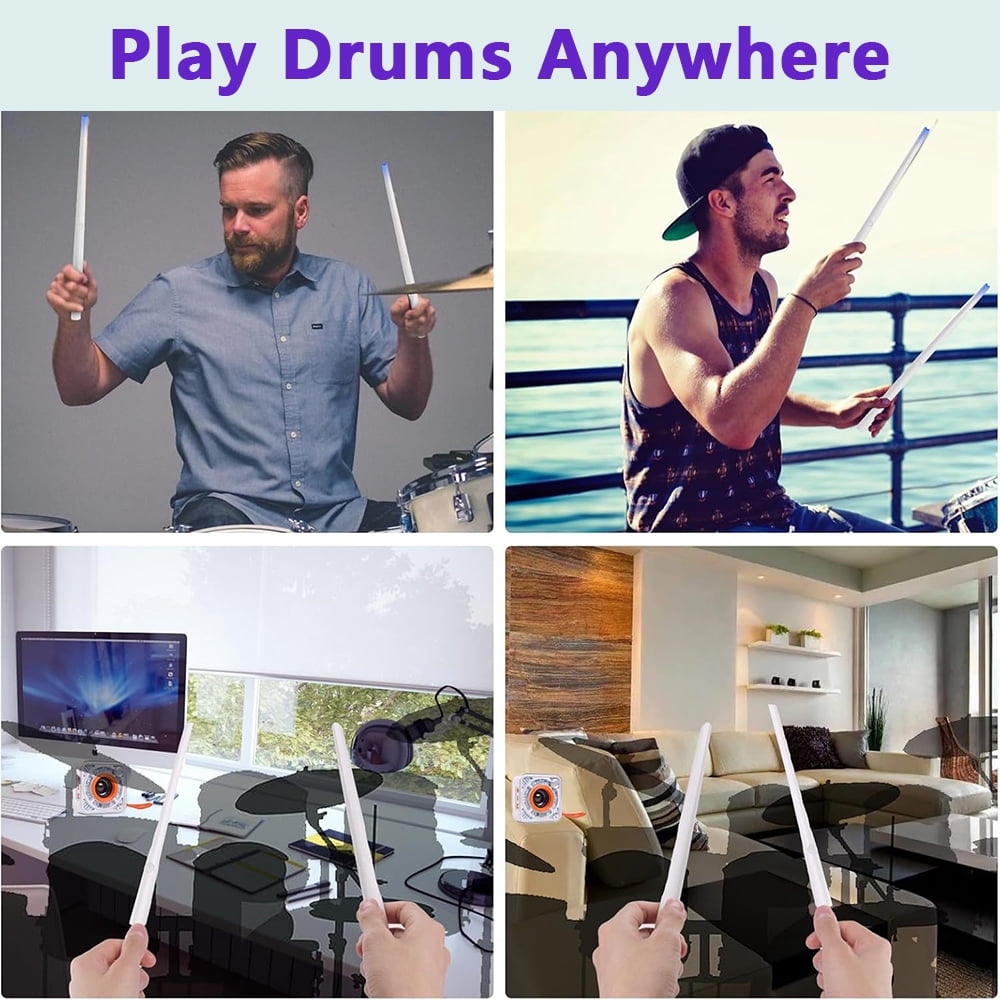 MIDODO Air Drumsticks Electronic Drum Sticks, Virtual Air Drum Kit with Drum Sticks, Pedals, Bluetooth Speaker, Portable Practice Drum Kit Electronic Drum Set instrument
