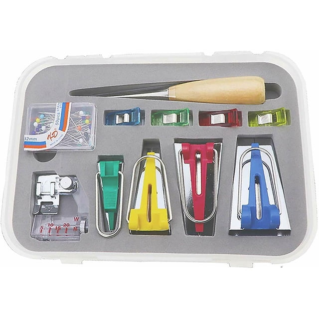 Matsuzay Juego de máquina para hacer cinta al bies para el hogar, juego de herramientas de costura con alfileres de bola para pies De coser Matsuzay HA017909-00