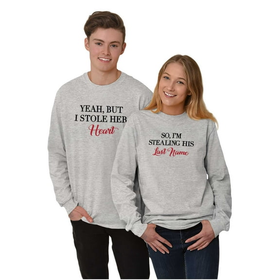 Engagement Party Photos Set His Hers Men's Big & Tall Long Sleeve Graphic Tee Brisco Brands 2X