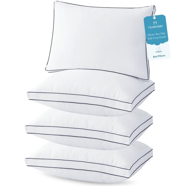 Almohadas para Cama MUXHOMO Queen Size Paquete de 4, 51x76 cm, Alternativa a Plumón
