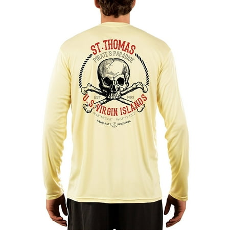 St. Thomas (USVI) Skull Men's UPF 50+ UV/Sun Protection Long Sleeve (Best Snorkeling St John Usvi)