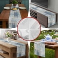 thumbnail image 6 of Blue Beige Table Runner 70 Inches Long,Oil Painting Abstract Art Contemporary Cotton Linen Table Runners Dresser Scarves,Decorative Fabric Tabletop Scarf Furniture Cover for Home Dinner Party 13"x70", 6 of 8