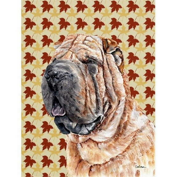 Shar Pei Fall Leaves Flag Garden Size