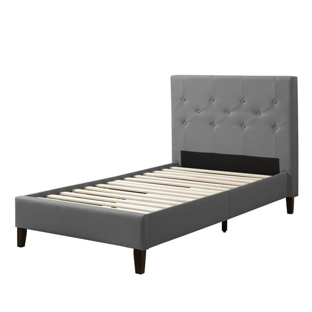 CorLiving Nova Ridge Upholstered Adult Twin Size Platform Bed Frame with Headboard - No Box Spring Required