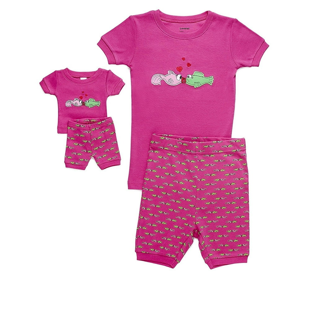 Leveret Shorts Kids & Toddler Pajamas Matching Doll & Girls Pajamas