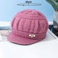 thumbnail image 6 of Eoperou Mid-aged Women Winter Hat Thickened Knitted Elastic Short Brim Heart Rhinestone Decor Pure Color Windproof Warm Head Protection Lady Cap, 6 of 8