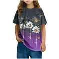 thumbnail image 2 of Spazoro Toddler Girls T-shirts, Casual Crewneck Summer Printed Short Sleeve Tops Tee Purple Size 5 T, 2 of 6