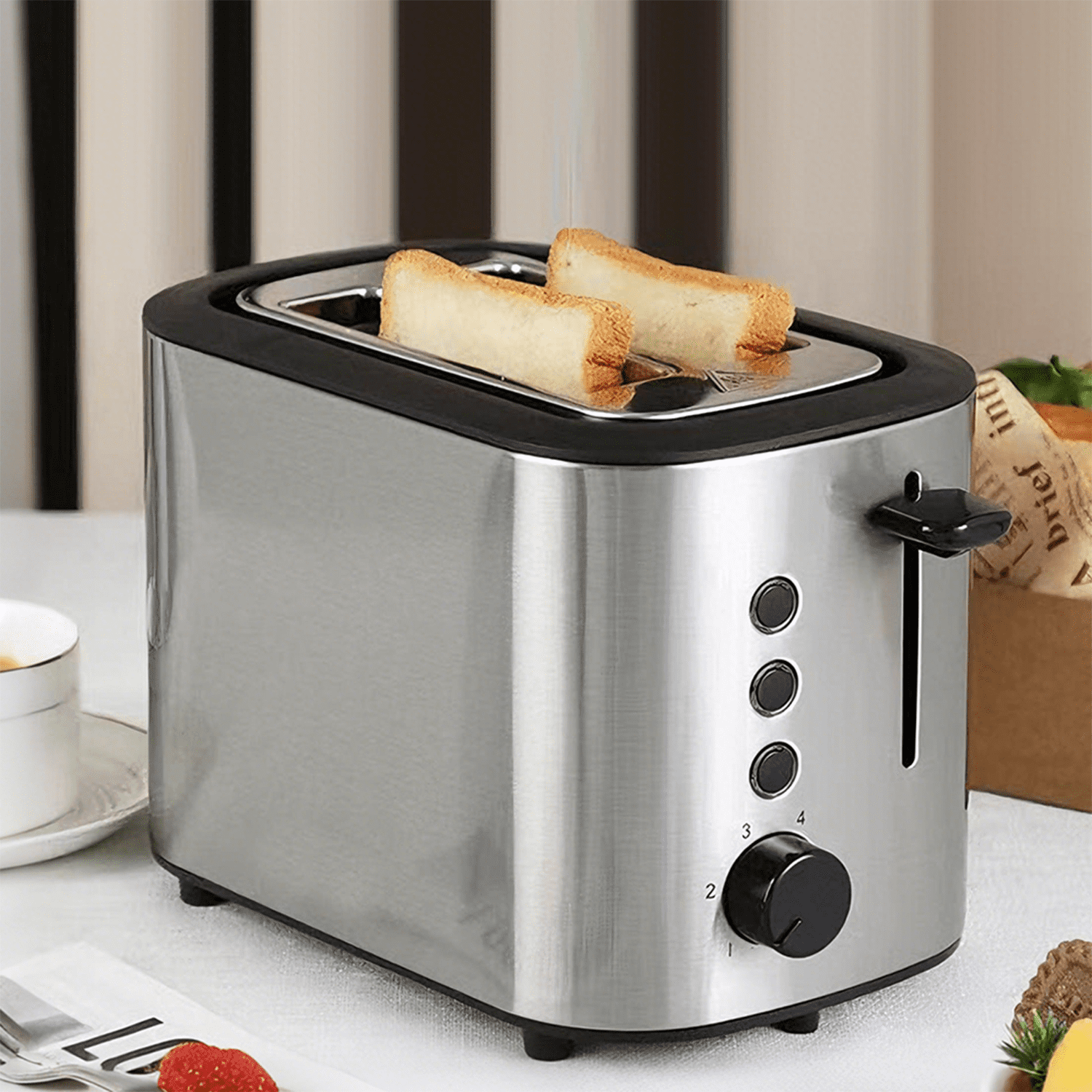 Kitchenette Appliances 2-Slice Toaster, Stainless Steel with Pop-Up