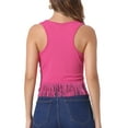 thumbnail image 3 of INSPIRE CHIC Women's Top Ribbed Knit Tank Crew Neck Sleeveless Crop Tassel Trim Vest XS Hot Pink, 3 of 6