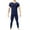 Dark Blue, variant on Oplxuo Men's Short Sleeve Thermal Underwear Sets, Ultra-Soft Long Johns Base Layer Basic Fitted V Neck Top & Bottom
