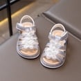 thumbnail image 4 of YunPes Toddler Girls Gladiator Sandals Hook and Loop Soft Sole Flats with Lace Flower Patch Summer Casual Lightweight Shoes for Kids, 4 of 9