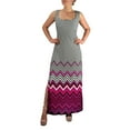 thumbnail image 1 of Womens Boho Maxi Striped Chevron Print Scoop Neck Tank Dress, 1 of 8