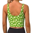 thumbnail image 3 of Fotbe Daisies Flowers Pattern Womens' Sports Bra Longline Wirefree Padded with Medium Support Sports Moisture-Wicking Workou Vest,Tank Top-, 3 of 9