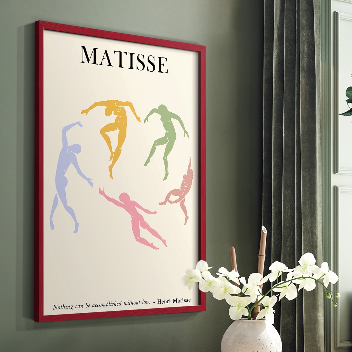 Matisse CDLXXXIII in Red Solid Wood Framed Print No Nail Hanging