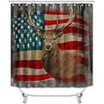 thumbnail image 2 of 4PCS Farmhouse Shower Curtain Set with Rugs, Bear Paw Print Deer Elk Moose Wildlife Hunting Cabin Pine Tree Woodland Vintage Patchwork Brown Buffalo Plaid Country Rustic Bathroom Decor, 2 of 7