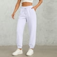 thumbnail image 2 of KDDYLITQ Sweatpants Women Cotton Drawstring Trousers Barrel Elastic High Waist Joggers Baggy Ankle Strap Pants Straight Leg Casual Soft Sweat Pants with Pockets White M, 2 of 3