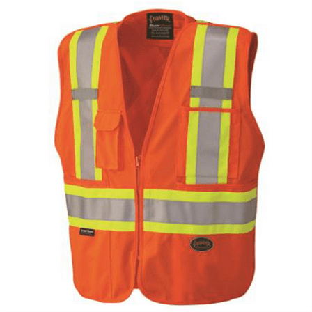 Pioneer Zip-Up Snap Break Away Safety Vest  - Color:  Hi-Vis Orange  - Size: 5XL