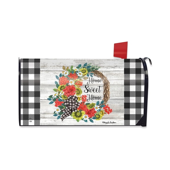 Briarwood Lane Mailbox Cover - Standard Size - Geranium Wreath Summer For Summer Mailbox Cover