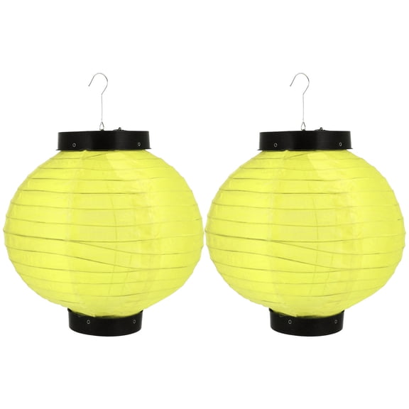 UPKOCH 2Set Decorative Hanging Lantern Round Iron Yellow for Home Decor