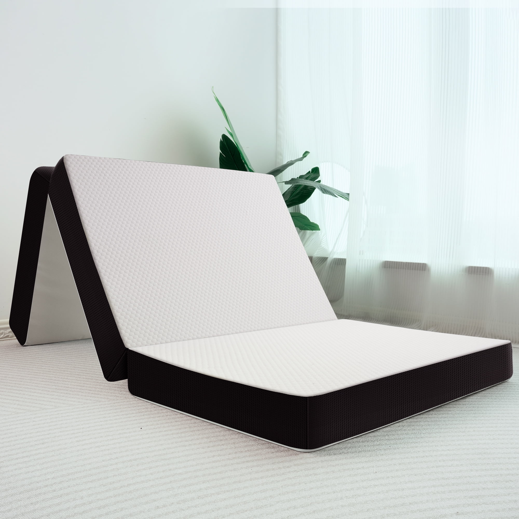 YUURO Portable Fold Mattress Single,Memory Foam Foldable Pad,Reversible  Sleeping Bed,Folding Sofa Bed,Fold up Camping Mat,Washable Rest Futon Pad
