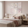 thumbnail image 4 of 6 piezas de lona floral rosa para niñas, deción de pared de cuarto de bebé, margaritas, flores silvestres, cuadros, bohemio, deción de pared, para niñas, sala de estar, recámara, deción, 4 of 5