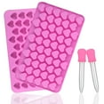 thumbnail image 1 of Paquete De 2 Mini Moldes De Silicona En Forma De Corazón Con 2 Goteros, Moldes De Corazón Para Cubitos De Hielo, Moldes De Corazón De Goma, Mini Molde En Forma De Corazón Para Hornear Moldes De Silico, 1 of 5