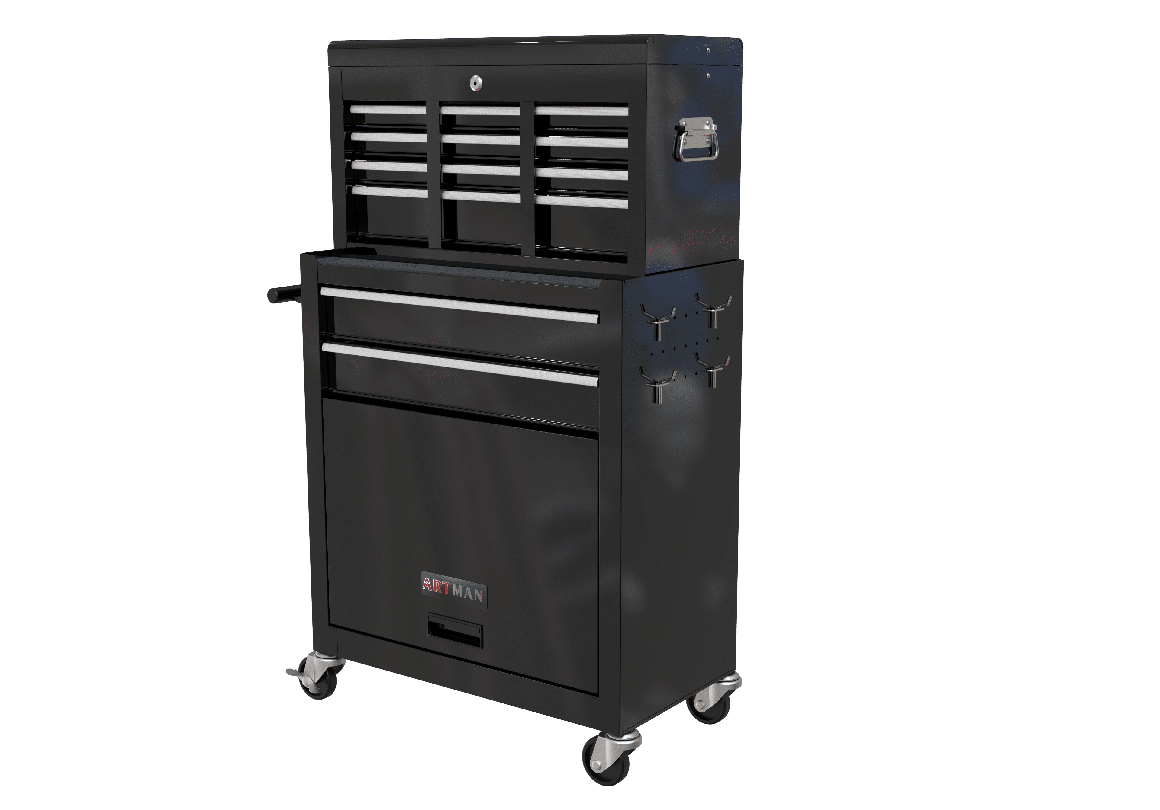 8Drawers Rolling Tool Chest, Detachable Tool Box, Storage Organizer