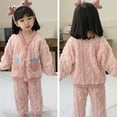 thumbnail image 5 of Godderr Kids Toddler Girls Pajamas Outfits 2 Piece Fleece Pajamas Pj Set , 12M-8Y Baby Casual Loungewear New Newborn Long Sleeved V-Neck Thickened Sleepwear Set Outfit, 5 of 8