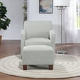 thumbnail image 3 of Aiden Chair & Ottoman Herringbone Smoke Gray Fabric with Medium Espresso Legs, 3 of 9