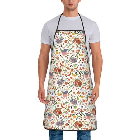 

Gaeub BBQ Party1 Print Apron for Men and Women Waterproof Apron for Cooking Dishwashing Lab Butcher Dog Grooming