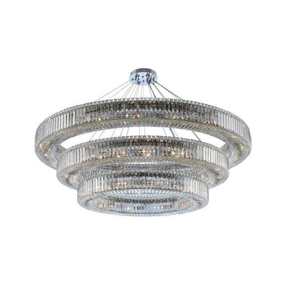 11714-010-FR001-Allegri Lighting-Rondelle - Forty-Eight Light 3-Tier Pendant   Chrome Finish with Firenze Crystal