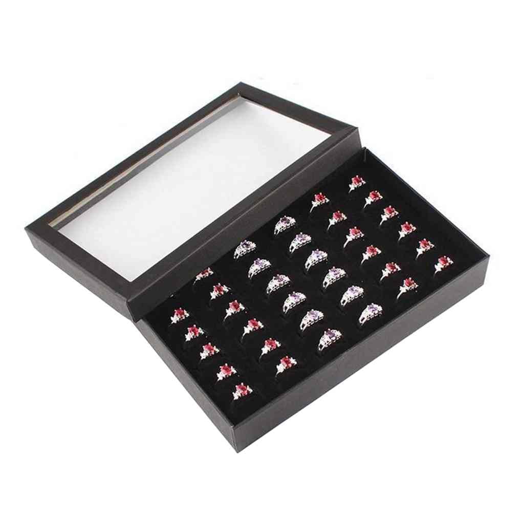 72 Slots Ring Organizer Display Tray Jewelry Holder Showcase Storage Box 