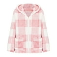 thumbnail image 6 of ZRGHAOYLQ Mens Plaid Print Button Front Fleece Jacket Fuzzy Long Sleeve Shirts Jackets Full Zip Up Outwear Big and Tall Oversized Coats with Hood, 6 of 6