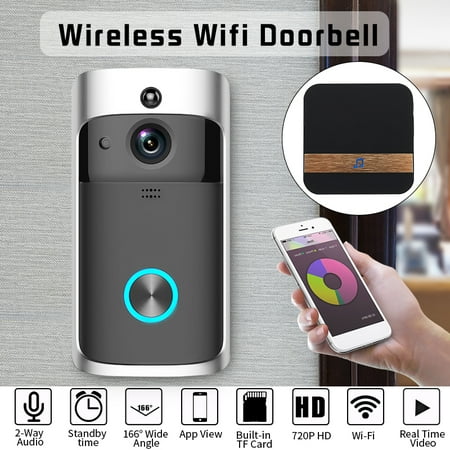 Rainproof Wireless Smart WiFi Video DoorBell, Night Vision IR Visual Ring Camera, Intercom Home Security,Two-Way Talk Video,Motion Detection,App Control for Android