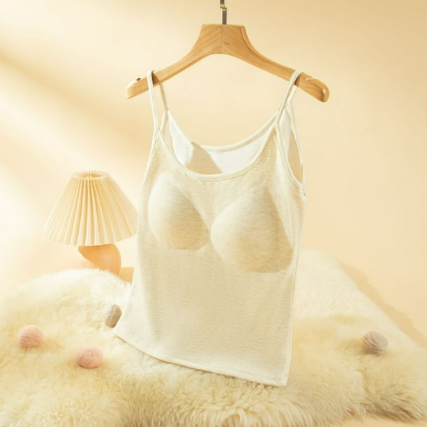 Ropa interior térmica para mujer, otoño e invierno, camiseta térmica de tirantes con cuello redondo y forro polar suave, sin mangas, de poliéster.