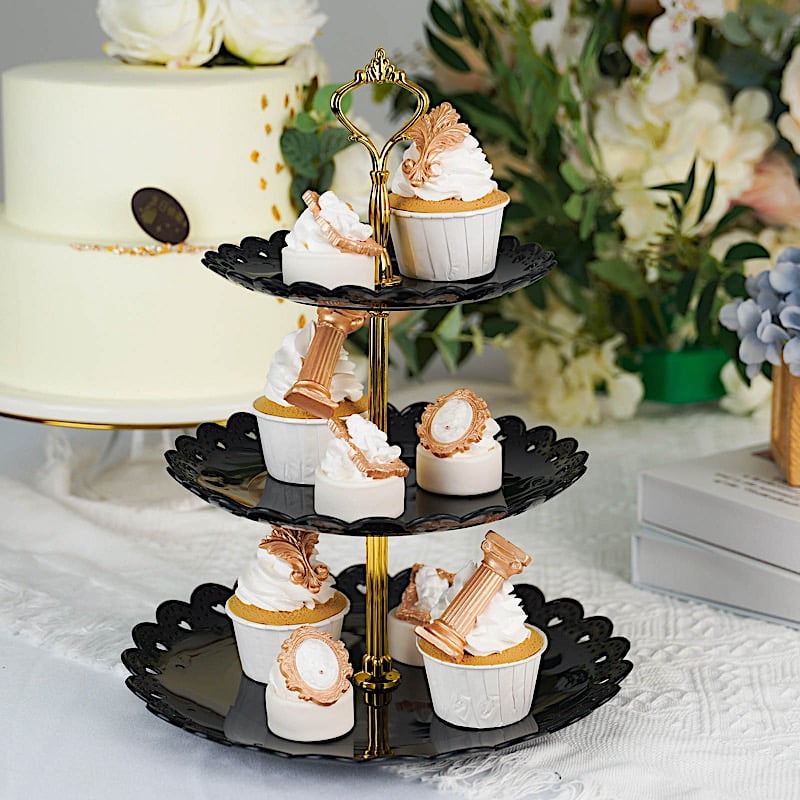 3 Tier Metal Cupcake Stand Holder Tower Wedding Party Dessert Carrier Display 