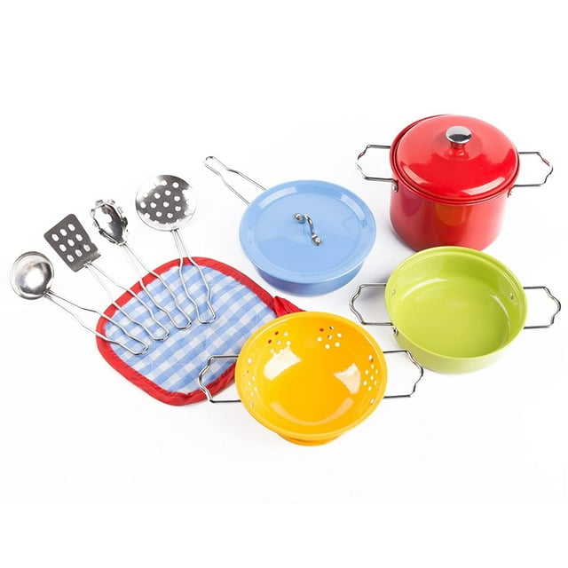 Ensemble de Cuisine en Acier Inoxydable avec Casseroles et Poêles pour Enfants
