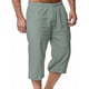 thumbnail image 5 of Pantalones de Lino Casual Suelto Cortado, Color Sólido Cordón Mezcla de Algodón para el Uso Diario, 5 of 6