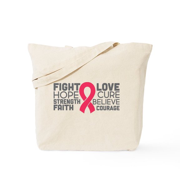 CafePress - Fight Hope Strength Faith Love Tote Bag - Unisex Canvas Tote Bag, Beige, 1-Piece
