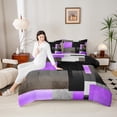 thumbnail image 4 of Feelyou Chic Geometric Abstract Bedding Comforter Set, Purple Square Rectangle Twin Comforter Sets, Teen Kid Child Adult Reversible Bedding Set, Ultra Soft Home Decor, 2pcs, 4 of 8
