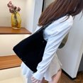 thumbnail image 4 of HUISZJ Retro Suede Shoulder Bag, PU Leather Slouchy Handbag, Large Capacity Tote Bag for Women Travel Work (Black), 4 of 10