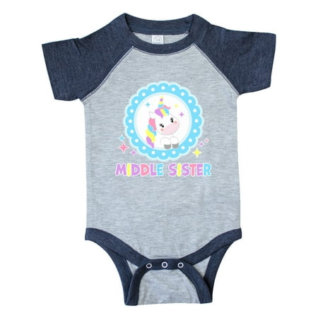 

Inktastic Middle Sister cute unicorn Gift Baby Girl Bodysuit