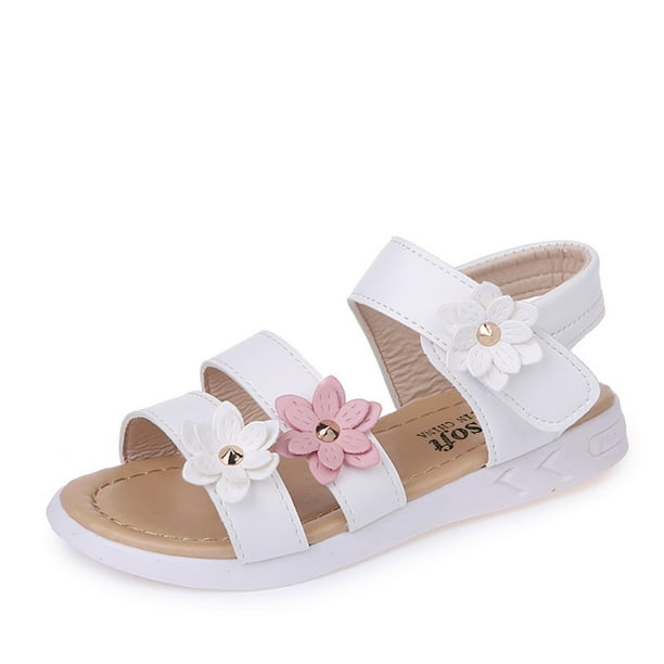 Toddler Kids Baby Girls Flower Rubber Sandals Non-Slip Shoes Cross ...