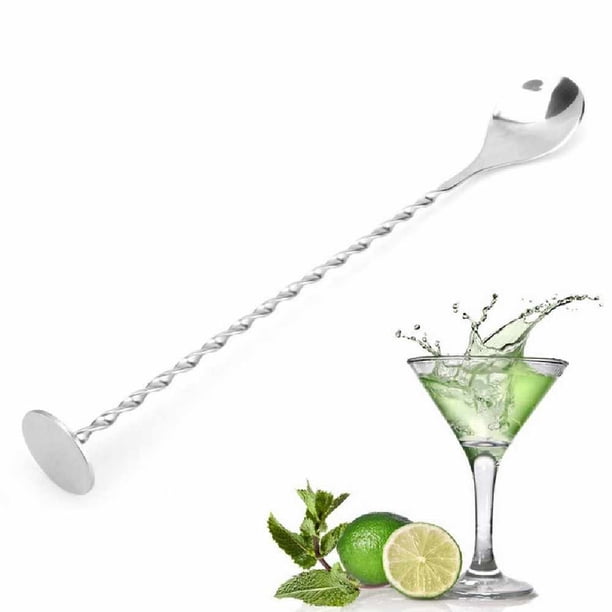Cuchara de barra con patrón en espiral, ideal para coctelería, agitador de cóctel de acero inoxidable con diseño de mango largo, cuchara mezcladora para café y bebidas, apta para lavavajillas y fácil